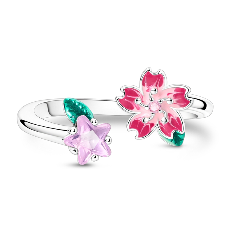 925 Sterling Silver Rotating Cherry Blossom Ring, Elegant Gift