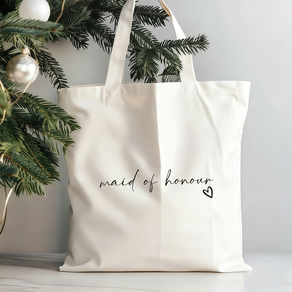 TEMU 1pc 1pcs Bridesmaids Tote Bag Suitable For Wedding & Bridal Gift - Women' Reusable Shoulder Bag With Bridesmaid Print, Wedding Accessory For