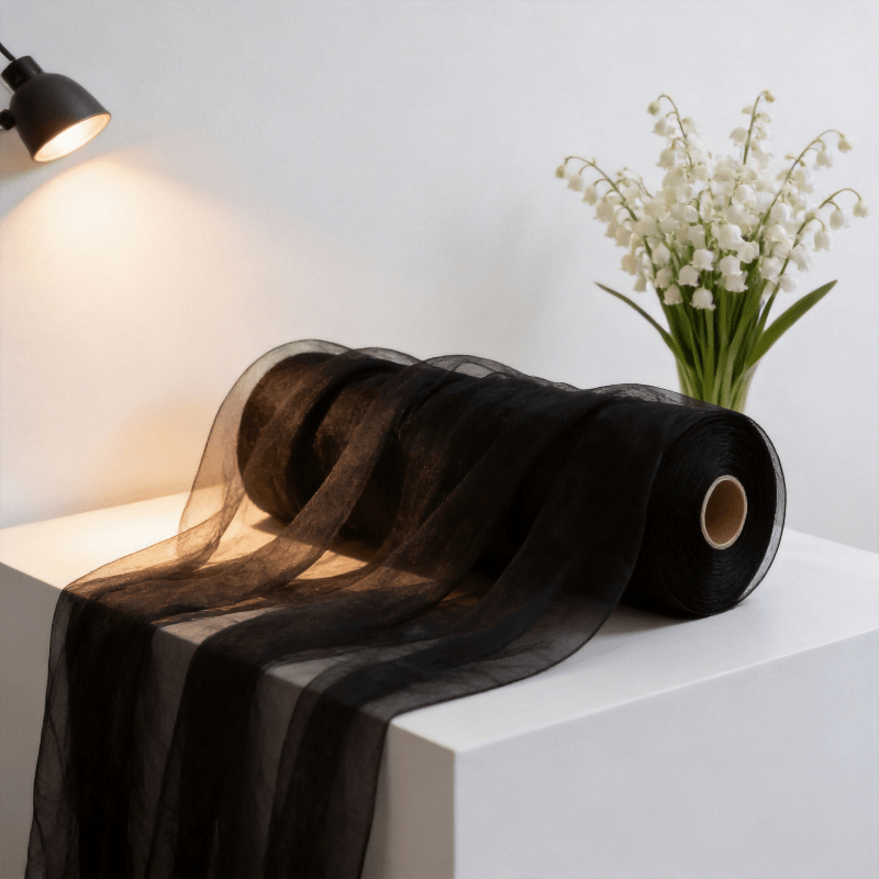 TEMU 1 Rouleau de Tulle en Noire Élégante | 50M de Long, 1962 Pouces/163.5 Pièces, Tissu en Polyester Artisanal Parfait Pour les , Décorations de