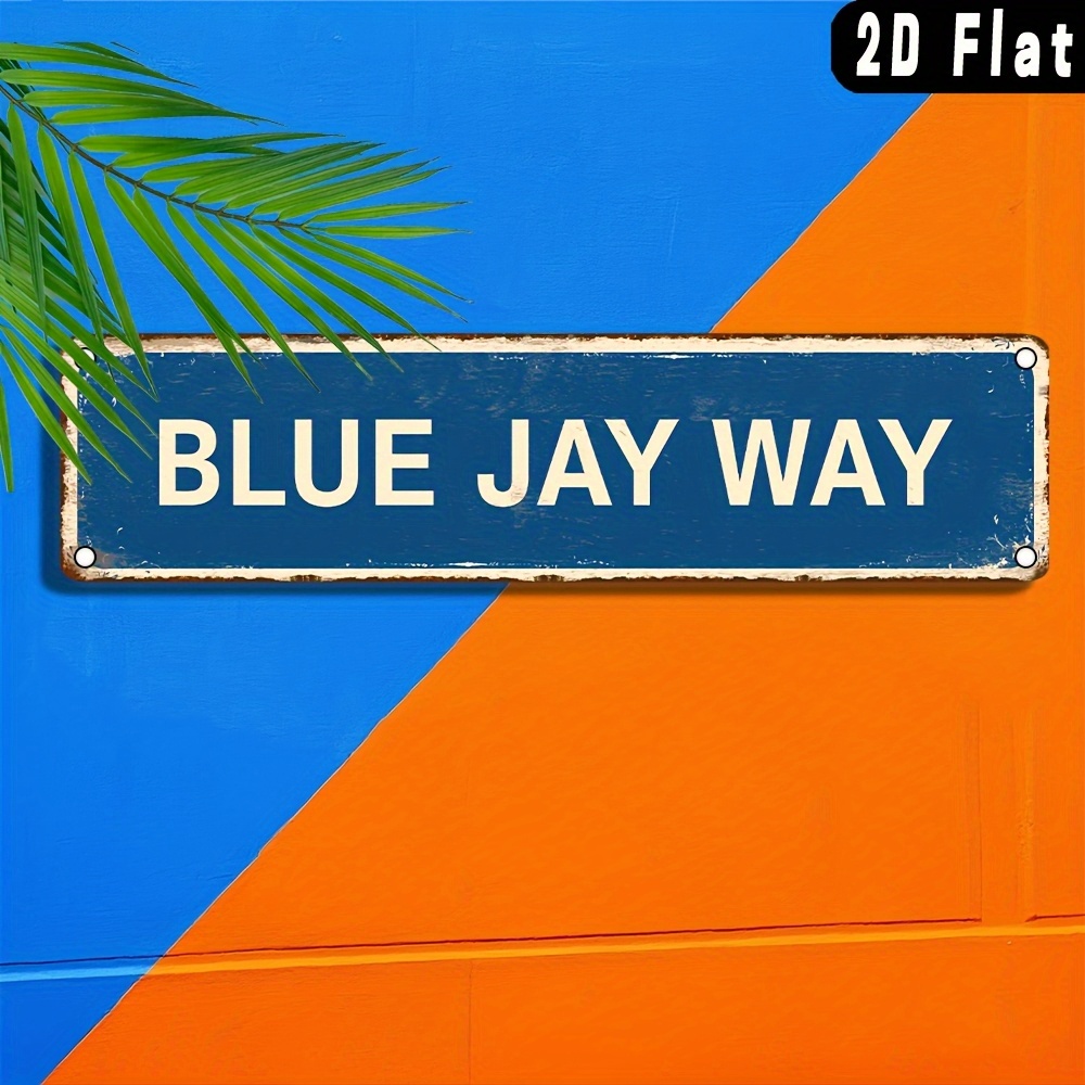 TEMU Panneau plat 2D, 1 pièce 16*4 pouces, C C plat 2D, 1 pièce Panneau de routière vintage Bluebird - Décoration murale rustique, Convient pour
