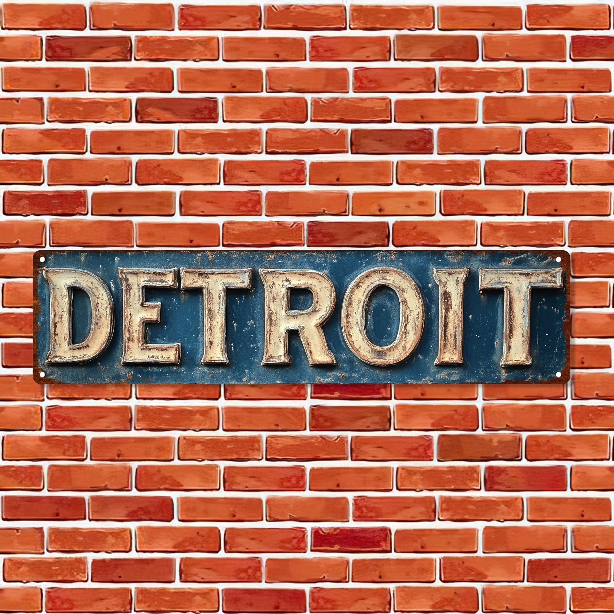 

Retro Detroit Metal Tin Sign - 4x16 Inches, Vintage Novelty Street Sign For Home, Room, Wall, Restaurant, Bar, Cafe, Garage, Farmhouse Decor,