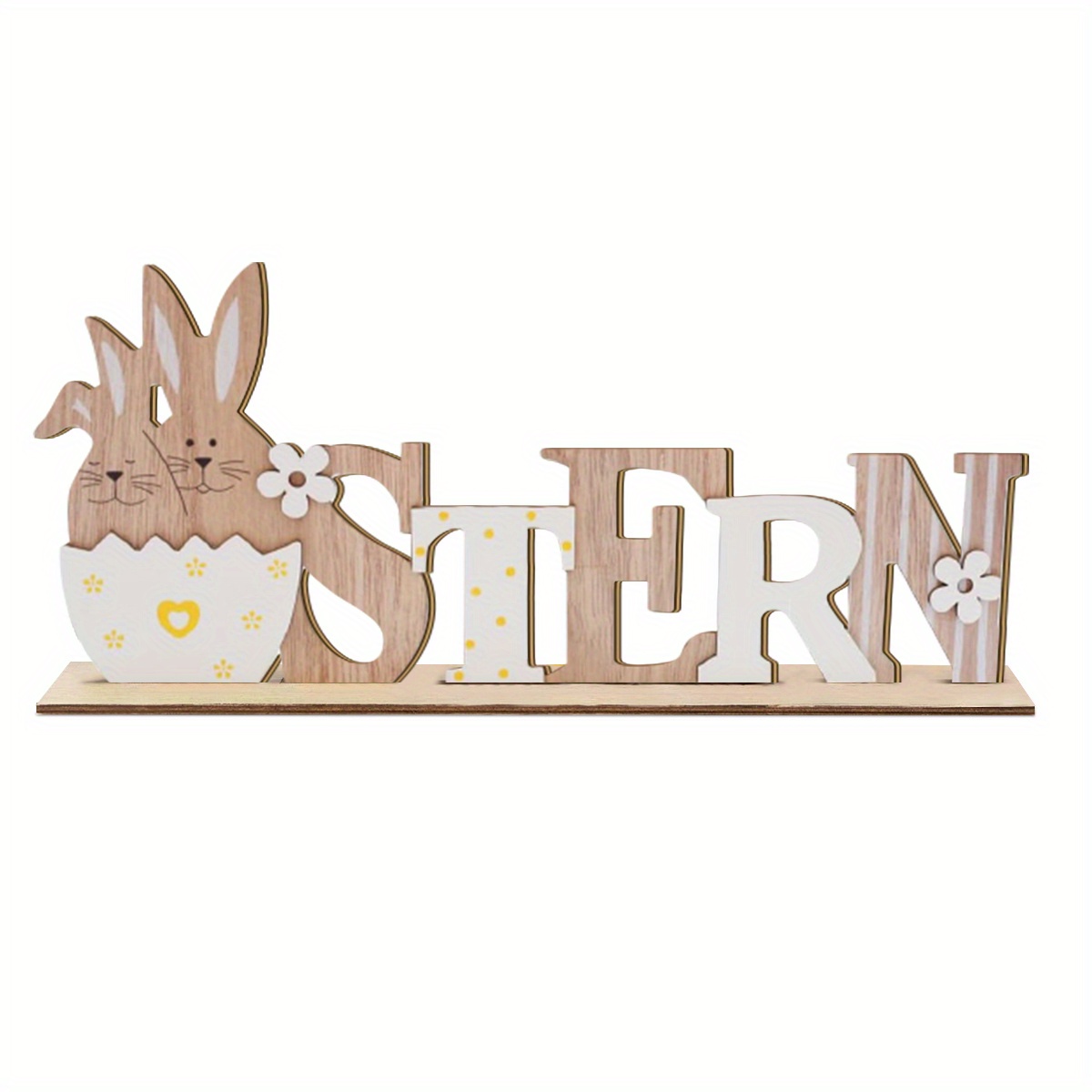 1 Easter Bunny Wooden Ornament, Suitable For Living Room Bedroom Desktop Decoration