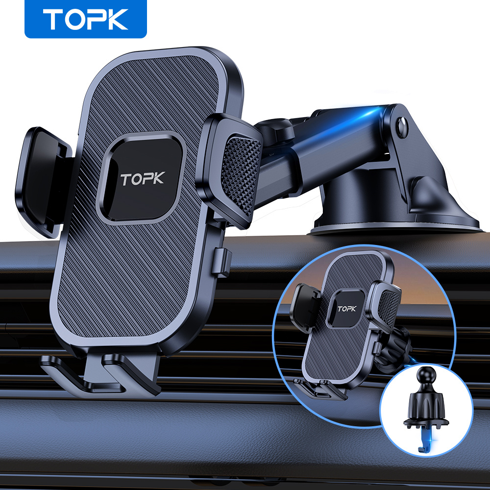 Topk D38z Car Phone Holder, Dashboard & Air Vent Mount, Horizontal & Vertical Adjustable, Upgraded Design, Universal For All Phones