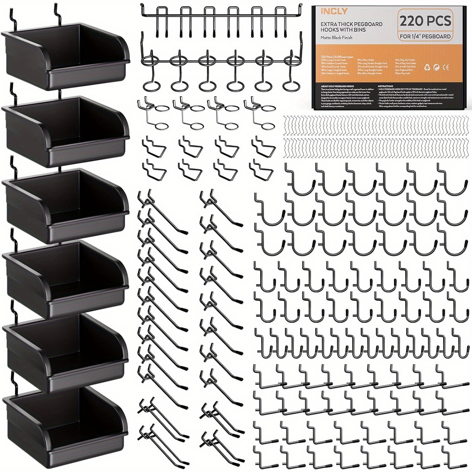 50) 8 x 1/4 Pegboard Hooks Shelf Hanger Kit Garage Storage Hanging All Metal 50) 8 x 1/4 Pegboard Hooks Shelf Hanger Kit Garage Storage Hanging All Metal