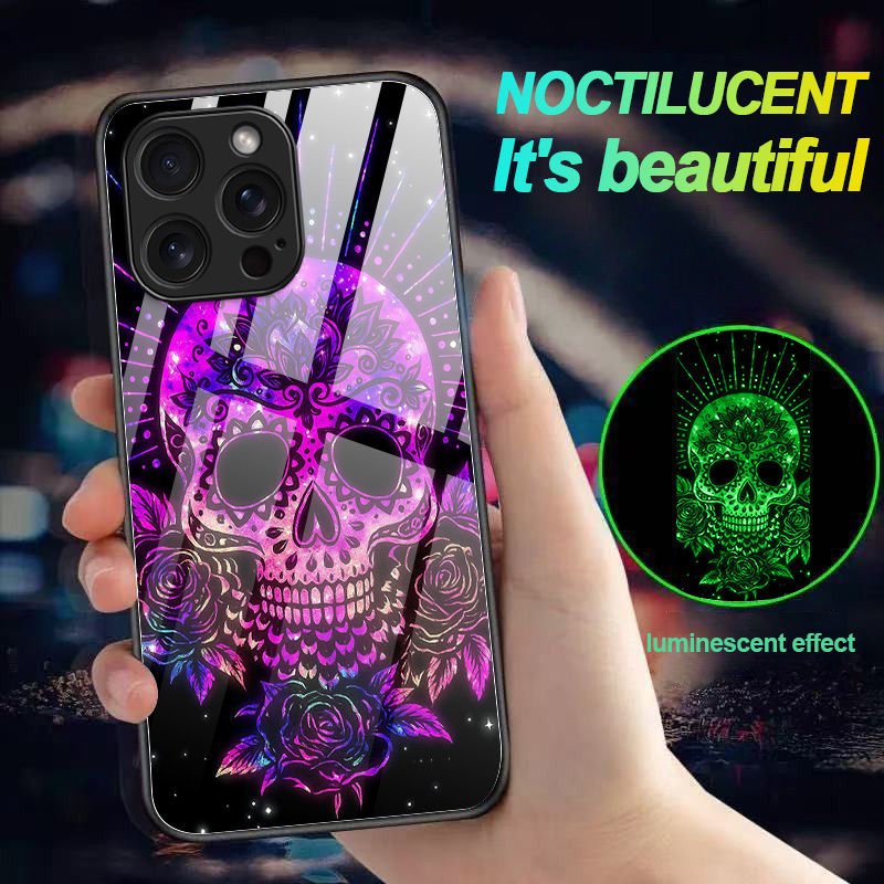 TEMU Phone Case - A Light Phone Case Featuring A Neon And Roses, Shockproof And Luminous Without Needing Power, Compatible With For Iphone 17 Pro