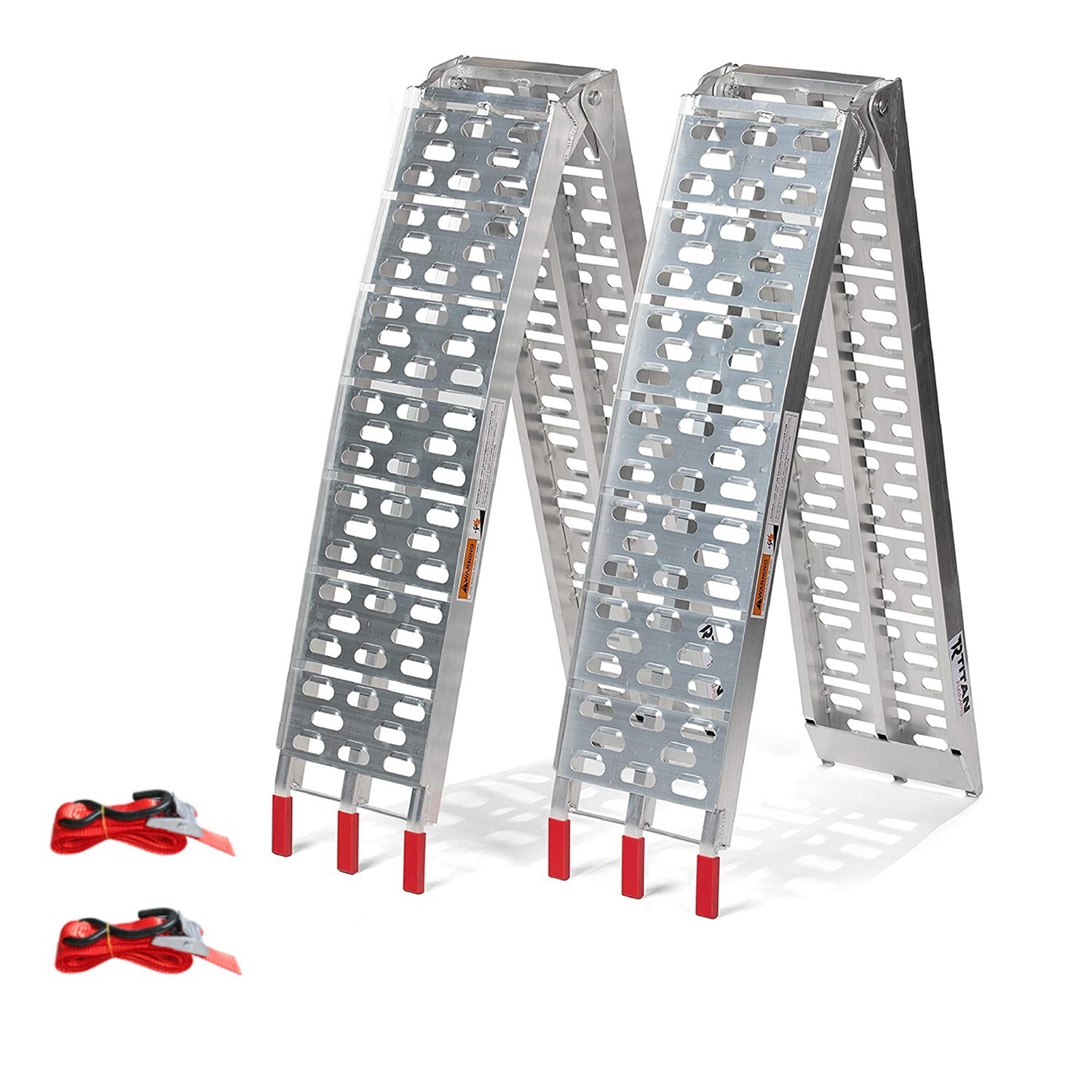 Image of 2x Access Ramps Foldable Trailer Ramp Galvanised Heavy Duty For Safe Loading And Unloading, With Non-slip Surfaces Max. 680kg Ramps Loading Ramps Motorbike Ramps Lorries Anti-slip