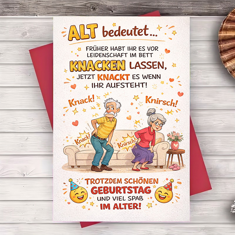 E-shop 2 Stück (Ein Umschlag und eine Grußkarte) Lustige Geburtstagskarte für Senioren mit humorvollen Alterswitzen, für Familie, Freunde und geliebte