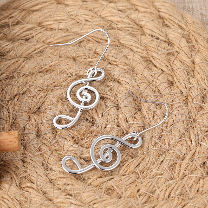 Minimalist Avant Garde Silvery Music Note Earrings