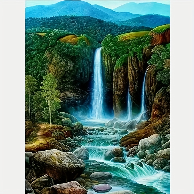 

1pc Waterfall Scenery Canvas Print, 12x16 Inch Artistic Wall Decor For Home, Bedroom, Living Room, Bathroom, Office - Nature-inspired Landscape Poster