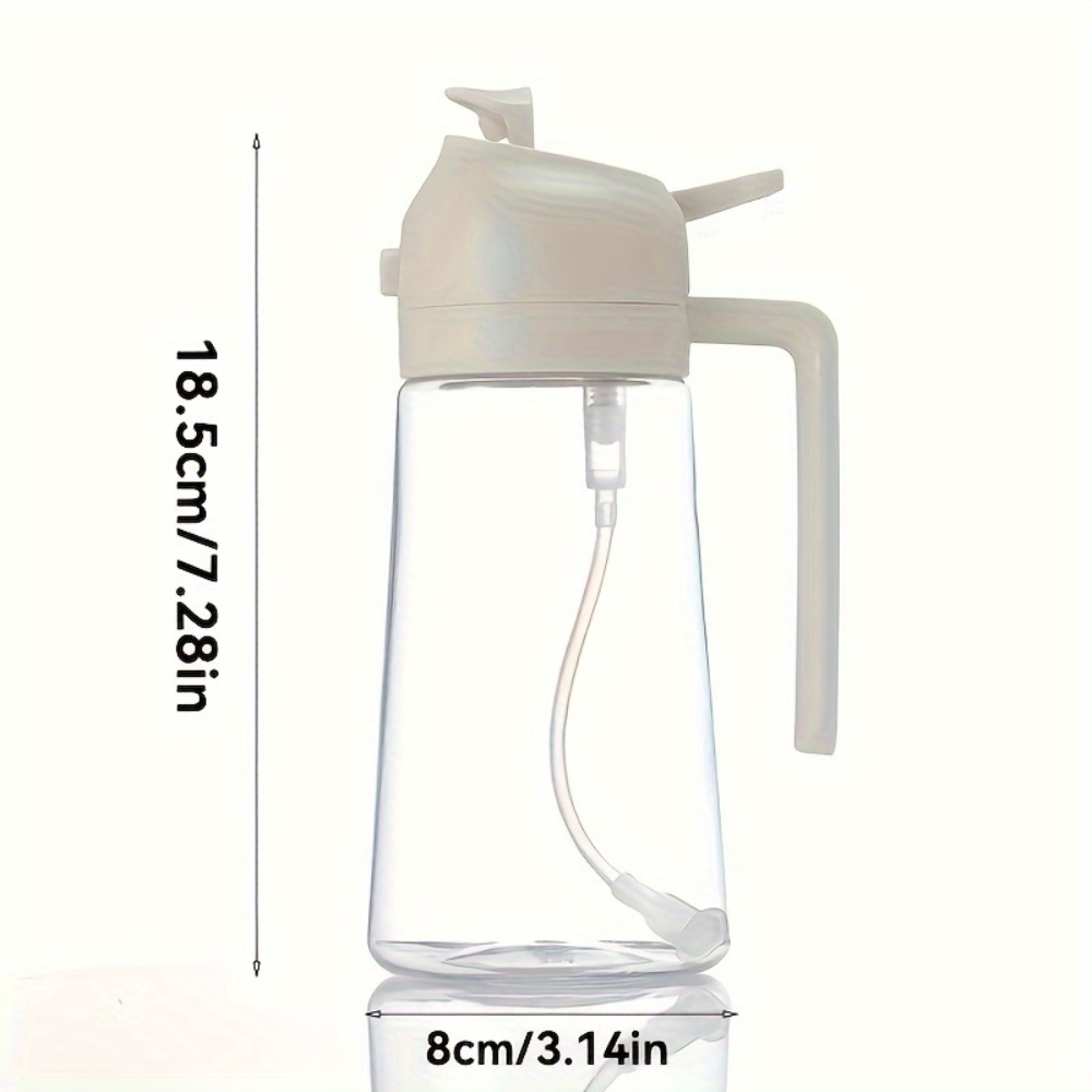 470ml leak proof dual oil dispenser bottle made of plastic with a   cap ideal for cooking frying salad dressings grilling air frying outdoor barbecues and home kitchen use easy to clean and durable details 0
