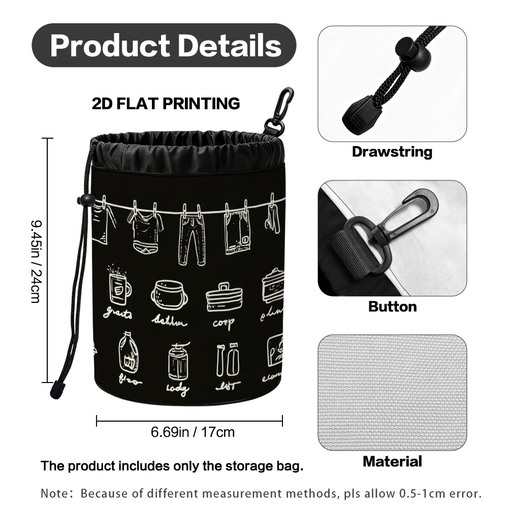TEMU 1pc Capacity Clothespin Storage Bag - Soft Fabric Suitable For Storing Multiple Clothespins, Space- For Laundry Room, Utility Area, Holder For,