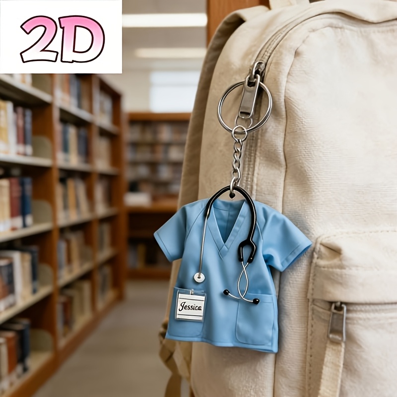 TEMU 2d Flat, Keychain And Nurses, 2d Flat Nurse Keychain, Nurse, Cute Y2k Style, Fashionable And Casual Unique Souvenir, Couples, 2d Flat