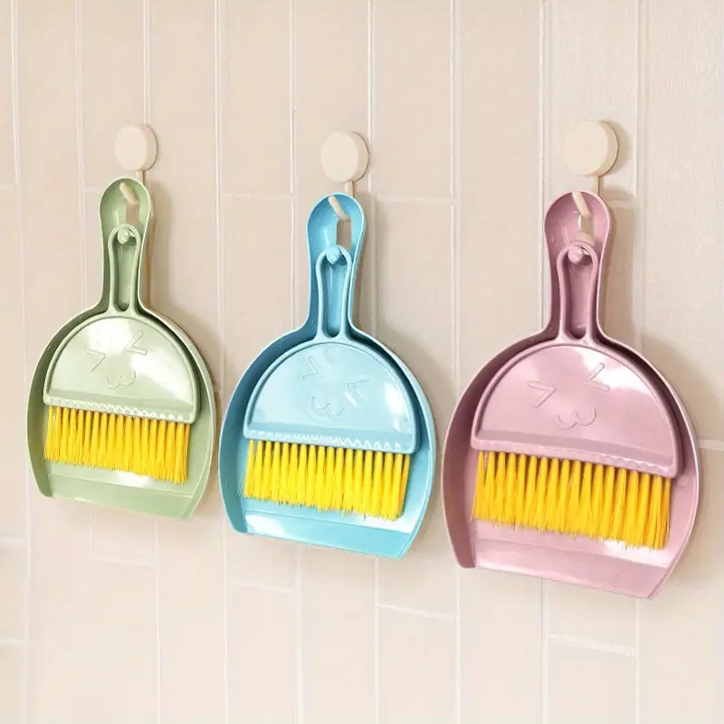 3pcs mixed color desktop broom cleaning tool handheld broom keyboard cleaning brush small broom set with dustpan computer clutter brush suitable for table and desktop cleaning Product details 3