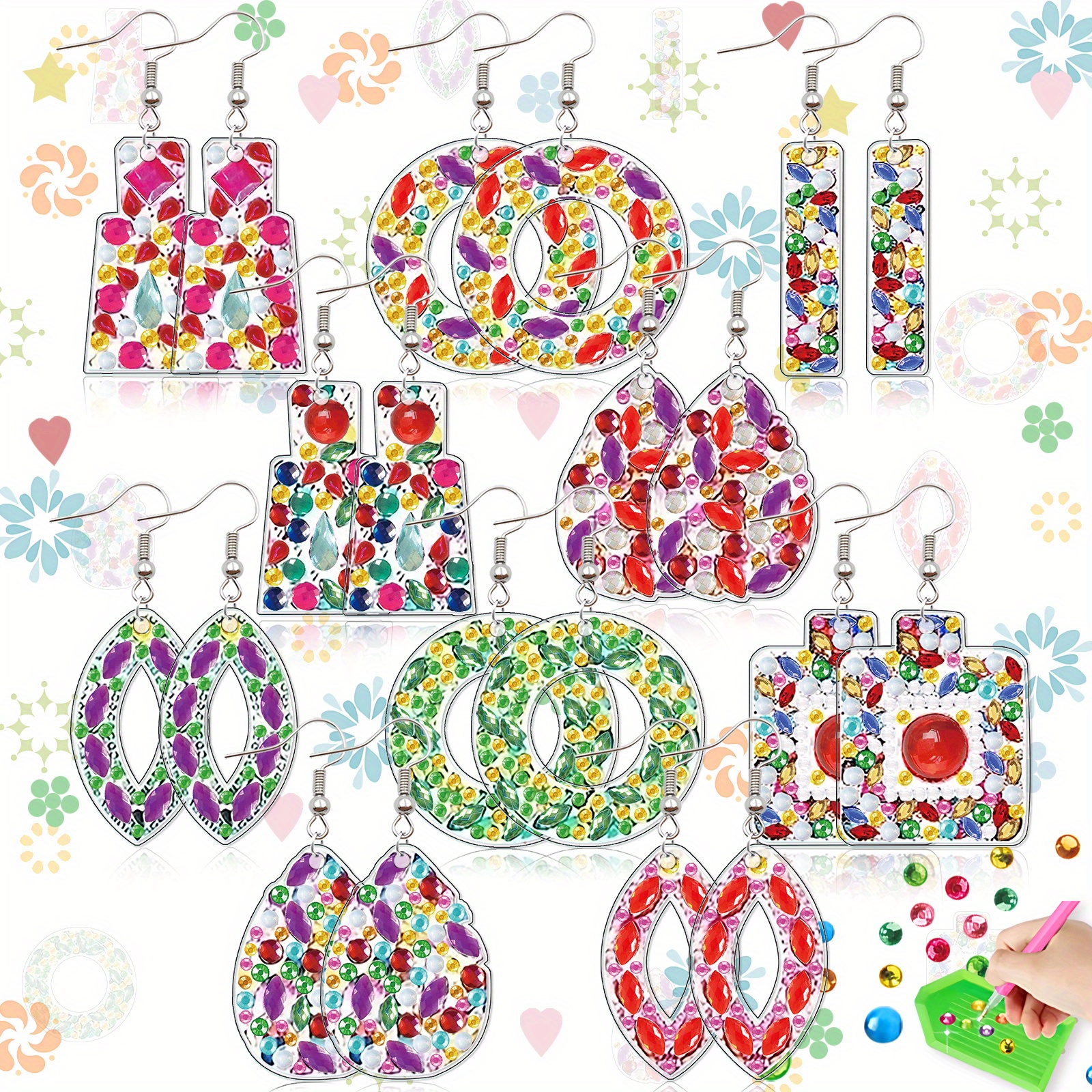 20pcs Water Droplet-Shaped Diamond Painting Earring Kits