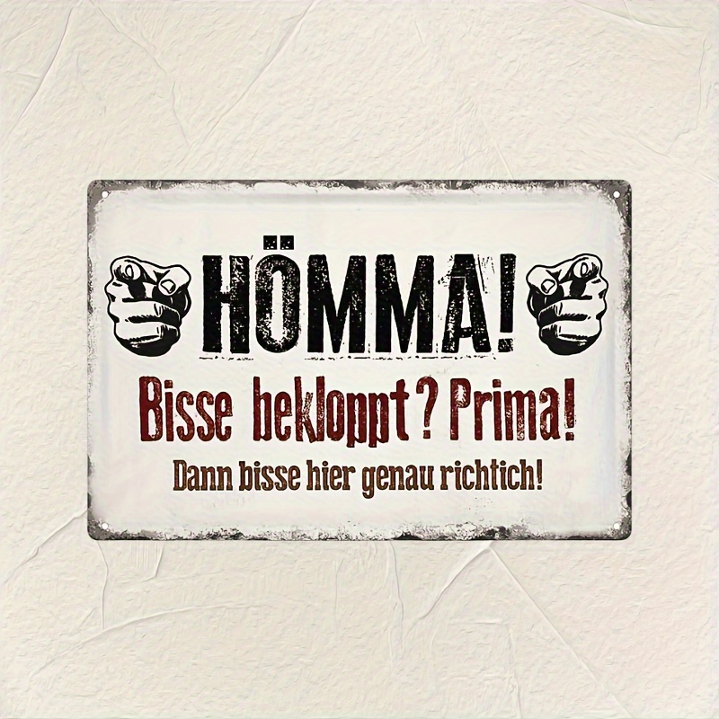 Image of 2d Flat, Humorous German Metal Wall Sign - Retro Vintage Distressed German Humor Decor 14x20cm/20x30cm, Durable Home Suitable For German Language , Birthday & Christmas Gift, 2d Flat
