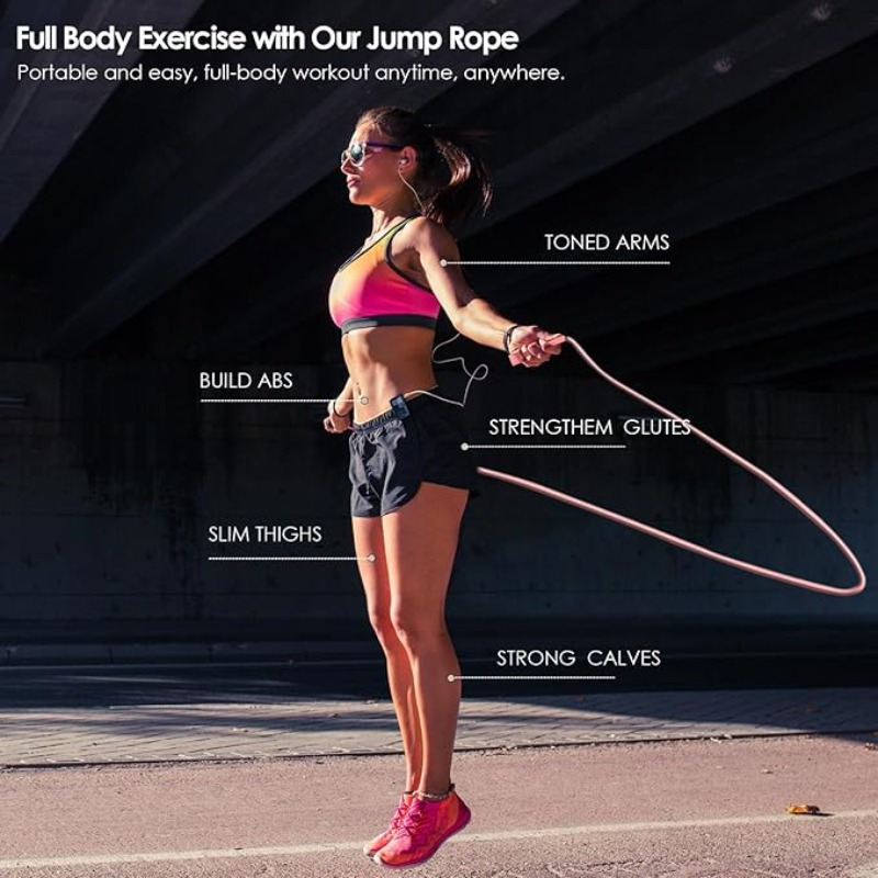 jump rope for fitness – adjustable for men, women kids – -free
