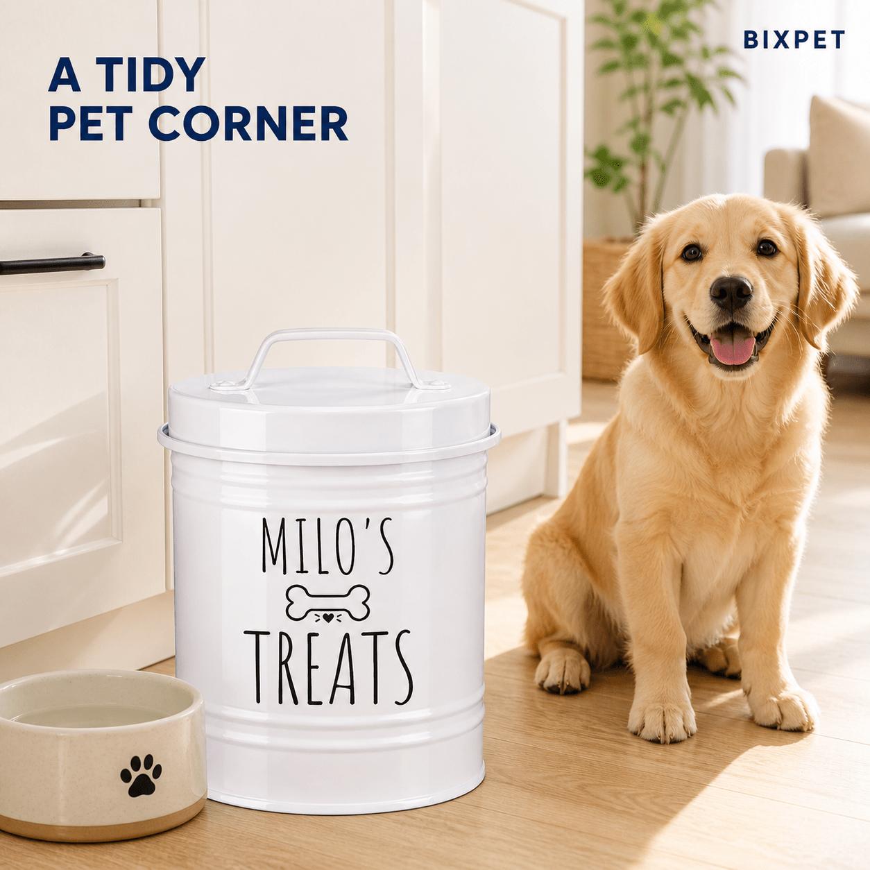 Customizable Iron Dog Food Storage Bucket with Lid