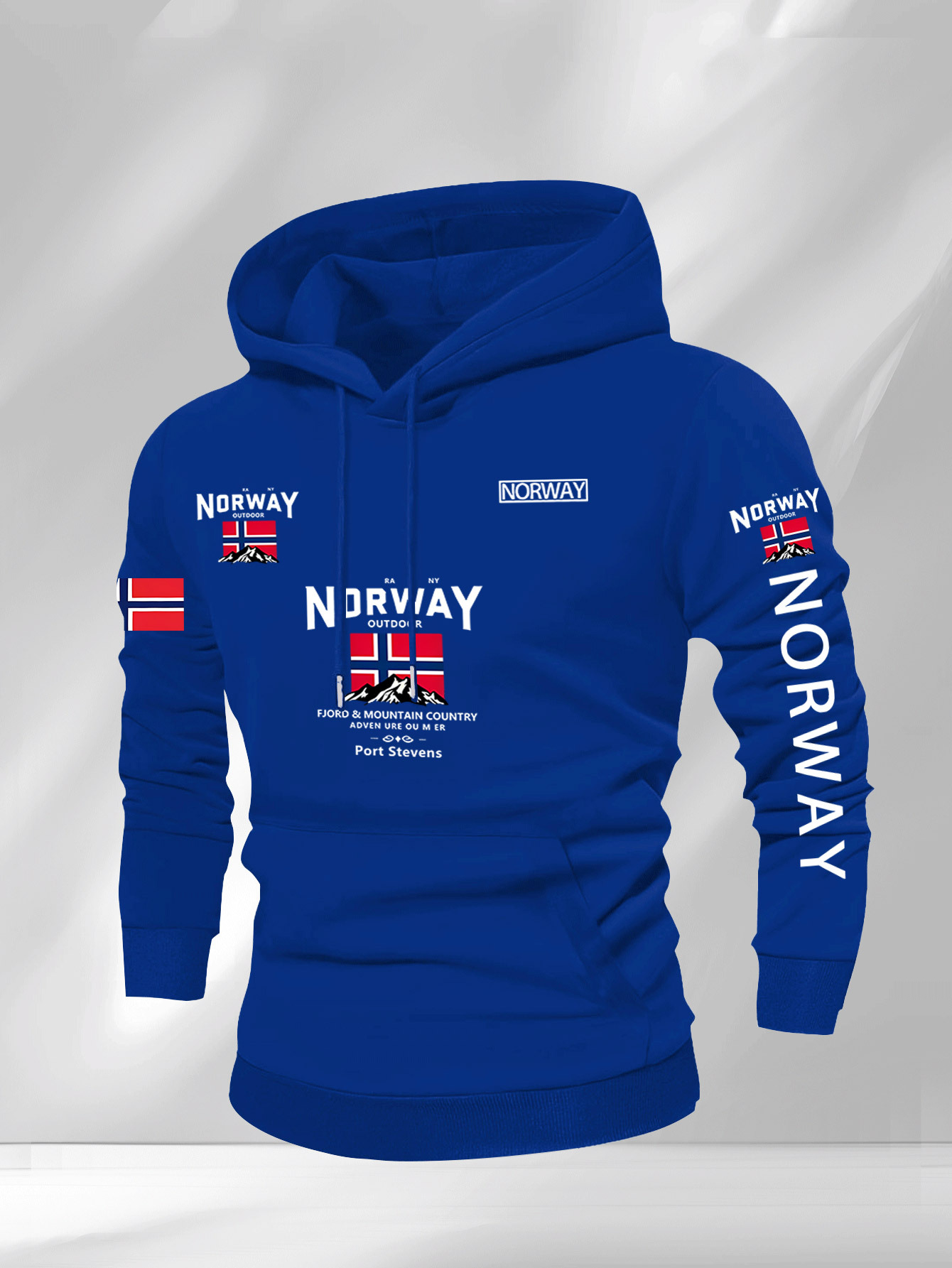 Sweatshirt met capuchon voor heren met Noorse vlag en design
