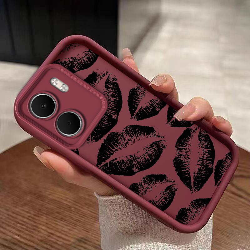 TEMU Phone Case - Phone Case Featuring A Black Lips Kiss Print, Designed For Oppo A5x. Tpu Cover Offers Protection And Makes A Great Gift For