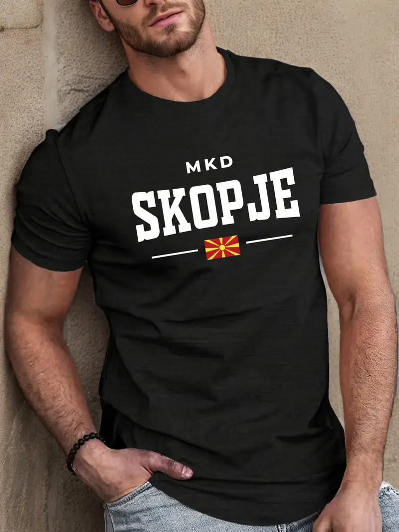 muška casual majica skopje - rukави, okrogla , ljetna majica со дизајн на знамето на северна , лека и удобна, casual ljetna облека | grafitska majica | lekva majica детали 10