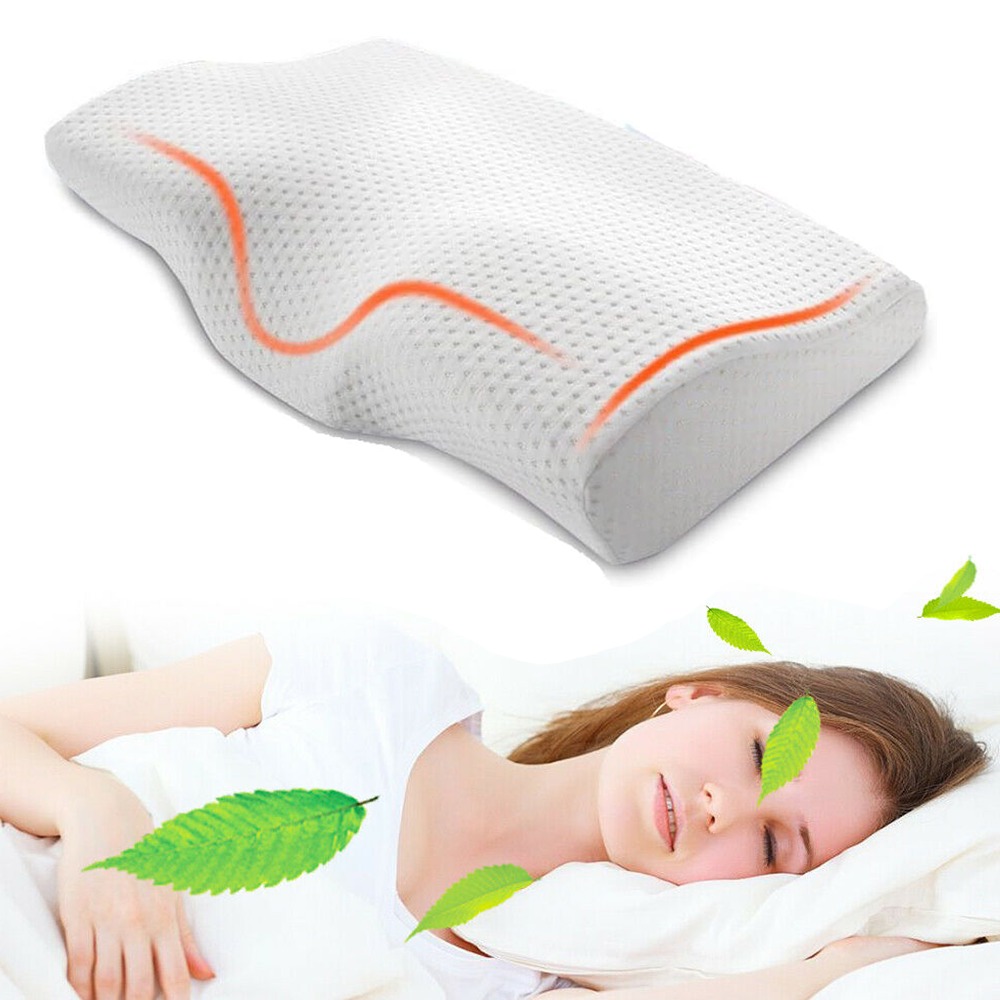 Contoured/ Shaped Cotton Pillow For Adults - Slow Rebound Soft Sleeping Pillow Suitable For Neck, Spinal & Snoring