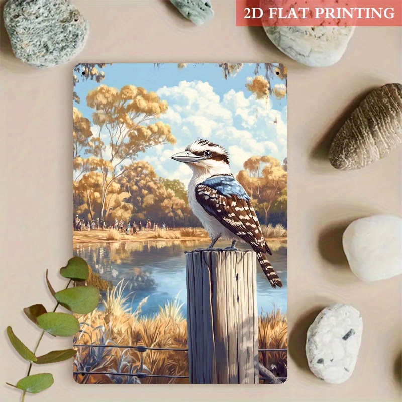 TEMU 2d Flat, 1pc Vintage Bird Wall Art Sign - Rustic Metal Plaque With Perched Branch, Iron 2d Flat Printed Nature-themed Decoration Suitable For