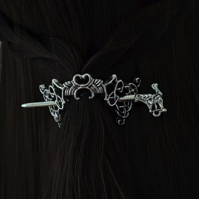 Image of Nordic Viking Celtic Knot Retro Dragon Hairpin Dragon Hair Stick Heart Hairpin Style Irish Hair Additions Fashion Trend Party Additions Valentine's Day Gift