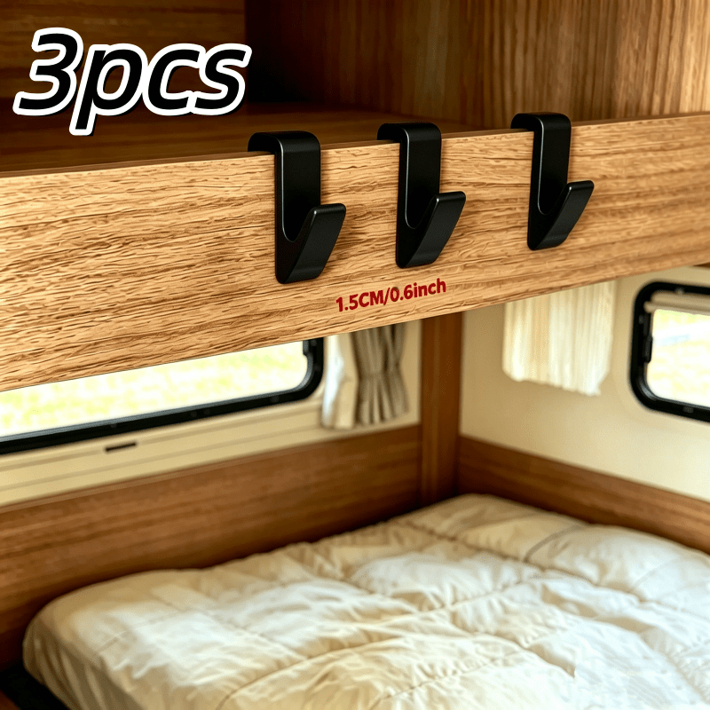 3pcs 3d Printed Rv Hooks, No Drilling Required, Pvc Material, Suitable For Rvs, Wardrobes, Rv Modification Enthusiasts, Sturdy And Surface-friendly Hooks