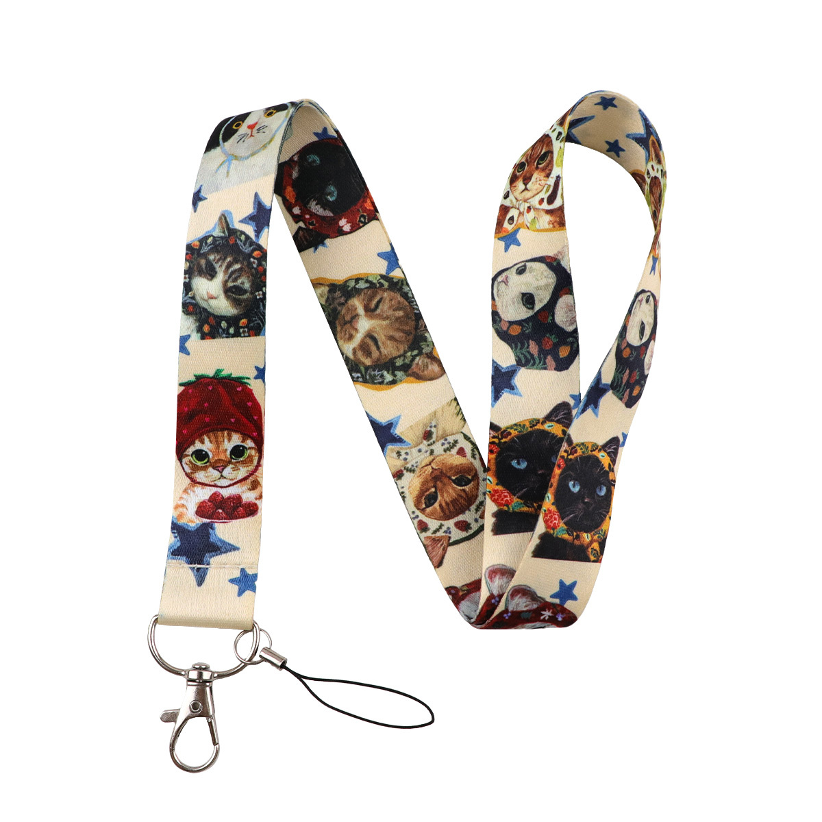 Image of 1pc Cat Lanyard For Key Neck Strap Lanyards Id Badge Holder Keychain Key Holder Hang Rope Keyrings Accessories