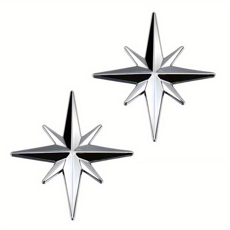 2-pack, Universal Car Exterior Modification Compass Metal Car Stickers Body Stickers Octagonal Star Tail Emblem Decorative Stickers Side Stickers