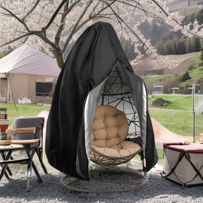 

Waterproof Black Egg Chair Cover With Zipper - Polyester Outdoor Furniture Protector For Single Swing Egg Chairs