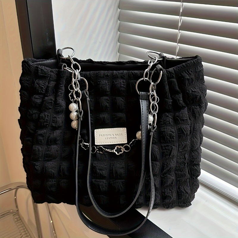 1 Pleated Bubble Shoulder Bag, Fashionable And Simple Versatile Tote Bag, Fashionable Women's Soft Handbag