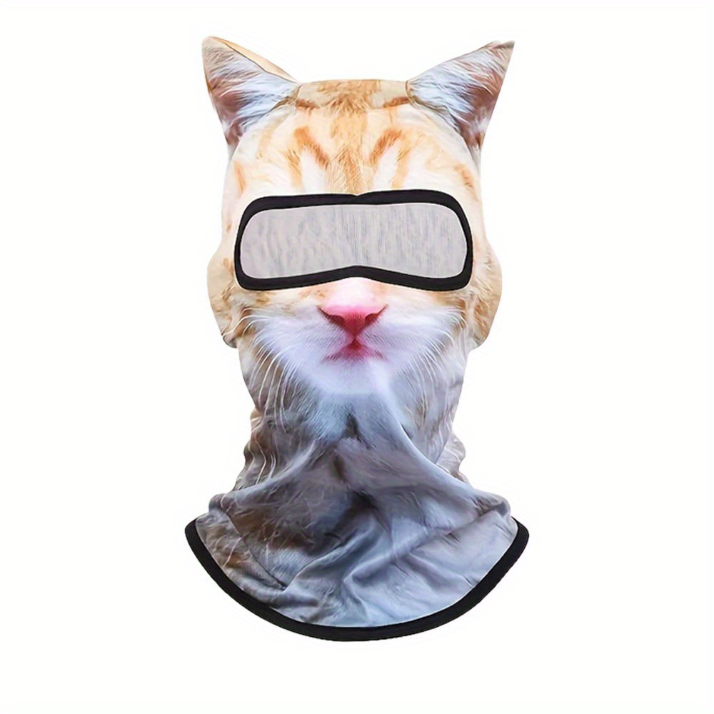 adorable 3d cat ski mask featuring ears   halloween parties providing face and neck for cycling and outdoor sports lightweight and sun protective 1pc