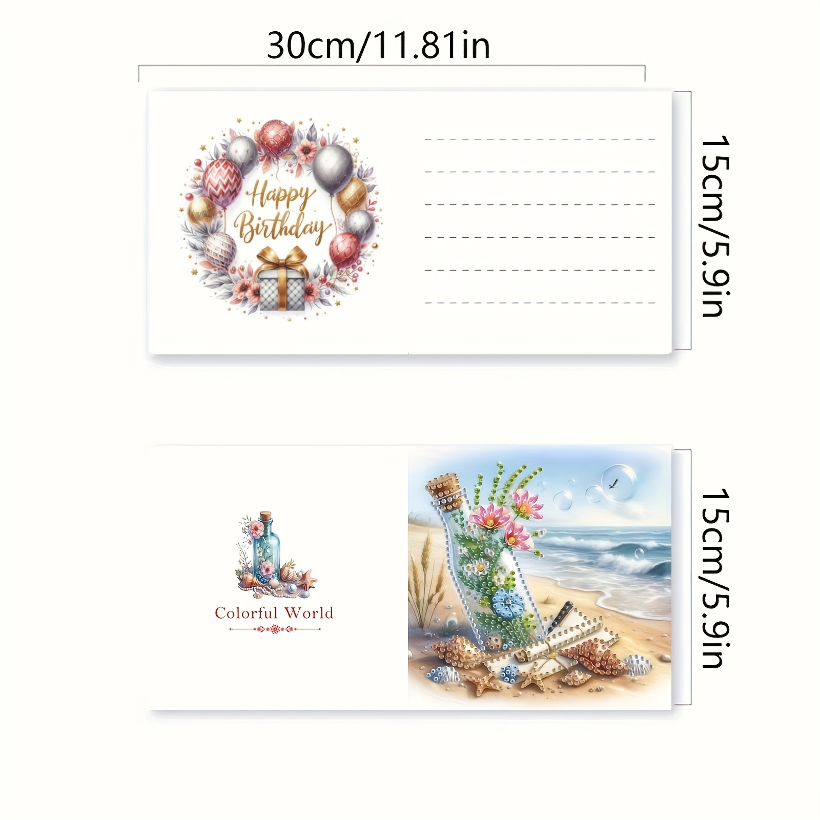 TEMU 6pcs Diy Diamond Painting Set: Romantic Theme Greeting Card With , , Irregular Shaped Diamonds, Paper Materials, Handmade Tools And Accessories,