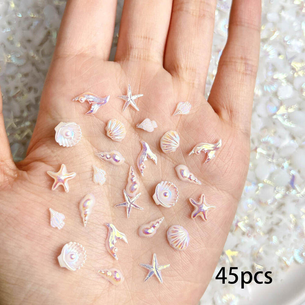TEMU 45 Series Nail Art Additions Shells Starfish Wearable Nails Phone Case Decorative Materials (styles Random)