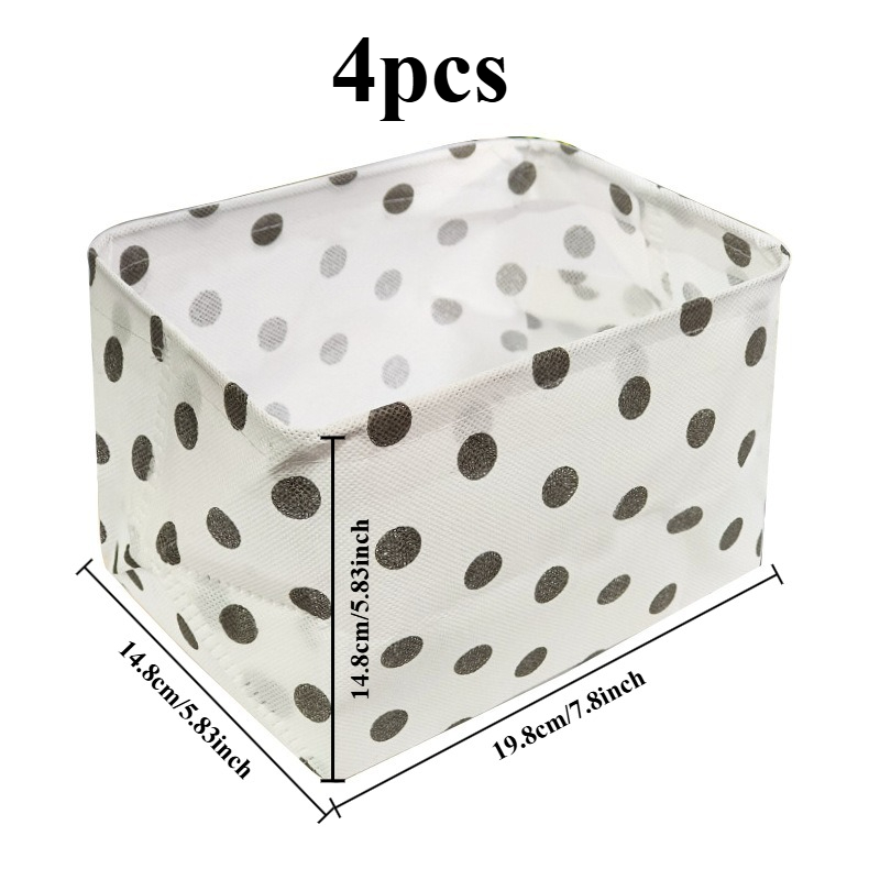 TEMU 4pcs Polka Dot Fabric Storage Baskets, Organizer Bins, Durable Foldable Storage Containers For Cosmetics, Crafts, Vanity, Office, Bedroom, Home
