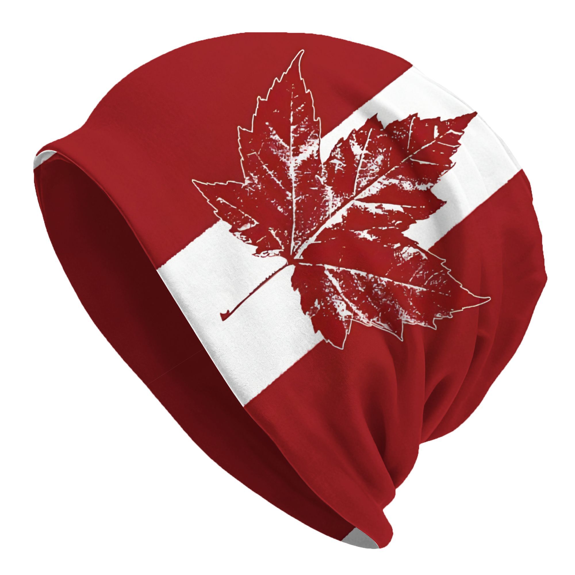TEMU 2d Printed Design Canada Cool Maple Leaf Souvenirs Beanies Caps Fashion Bonnet Unisex Soft Hats, Men's Novelty Brimless Caps And Knitted Hats