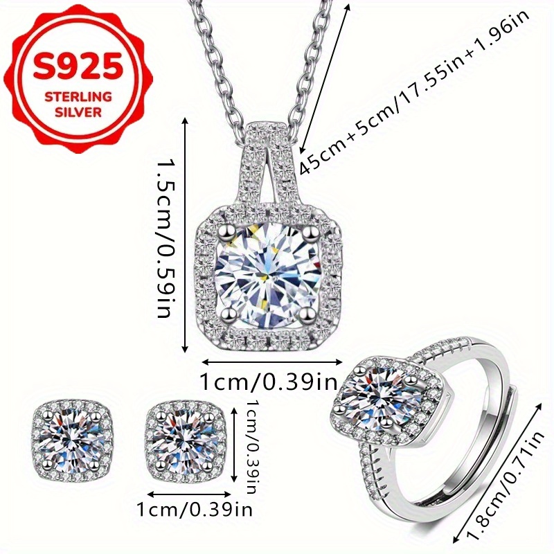 s925 silver 4pcs fashionable and simple   necklace earrings rings party commemorative gifts exquisite christmas and birthday gifts for   suitable for daily   and other occasions to wear Product details 5