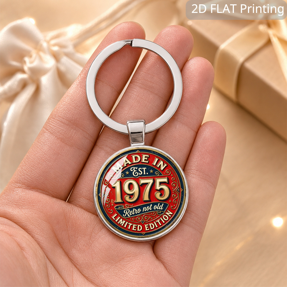 TEMU 2d Flat, 1pc Made In 1975 Key Chain, Retro Not Old Vintage Birthday Souvenir, Birthday Gift For Dad Mom , Bag Car Key Pendant 2d Flat, 2d Flat