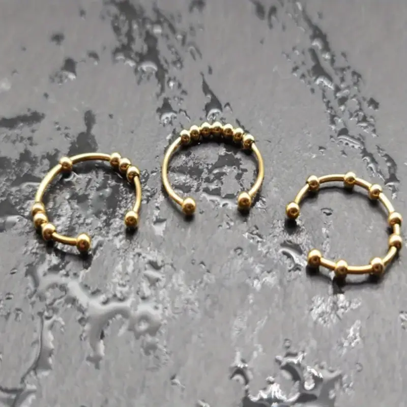 1pc stainless steel ring with a rotatable bead opening Product details 5