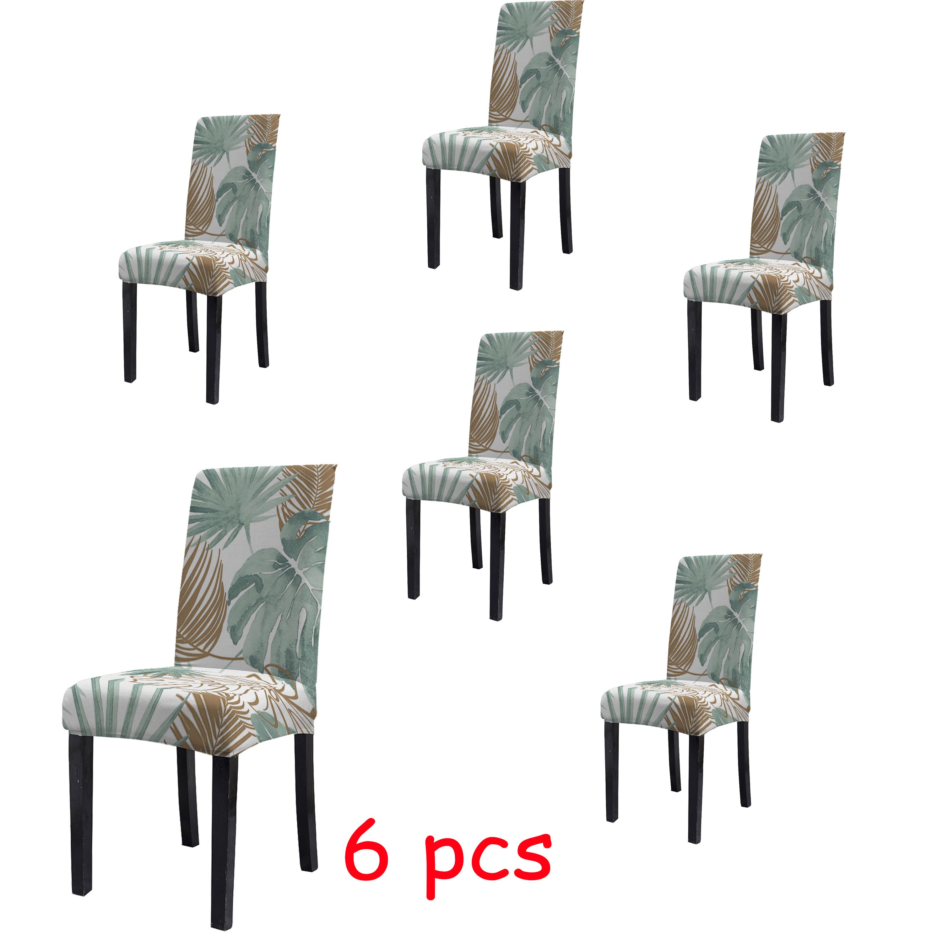 

4/6pcs Modern Minimalist Style Chair Covers, Golden Palm Leaf Print Chair Covers, Removable Chair Protection Covers, Suitable For Living Room, Hotel, Restaurant, Kitchen, Home Decoration