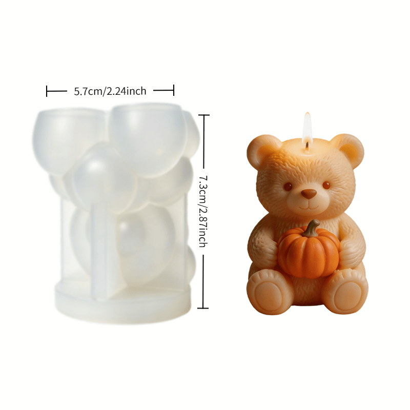 TEMU Stampo in pz Orso Zucca, Stampo per candele - Ornamento fai da te in gesso profumato a forma di zucca di Halloween, Ornamento per auto,