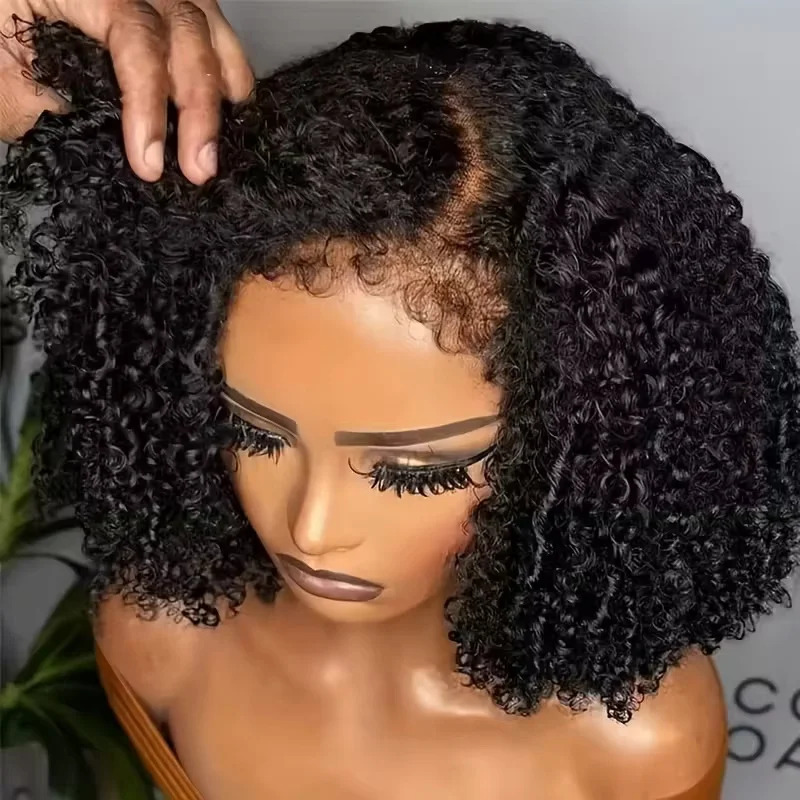 TEMU Perruques en Cheveux Humains Bouclés Kinky 4C 250% - Perruques Courtes Afro Bob Bouclées avec Dentelle HD 13x4 et Baby Hair Bouclés pour l'Hiver