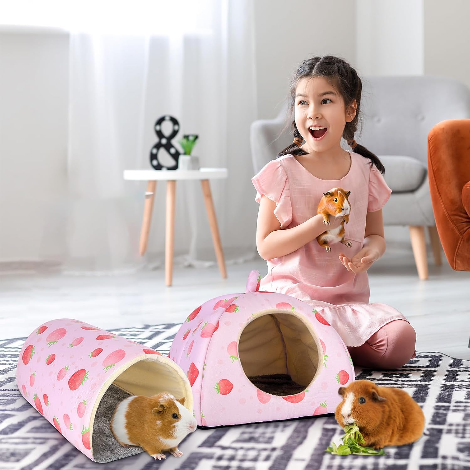 Bienbee Guinea Pig Hideout, Washable Guinea Pig Tunnel Set, 2 Pack