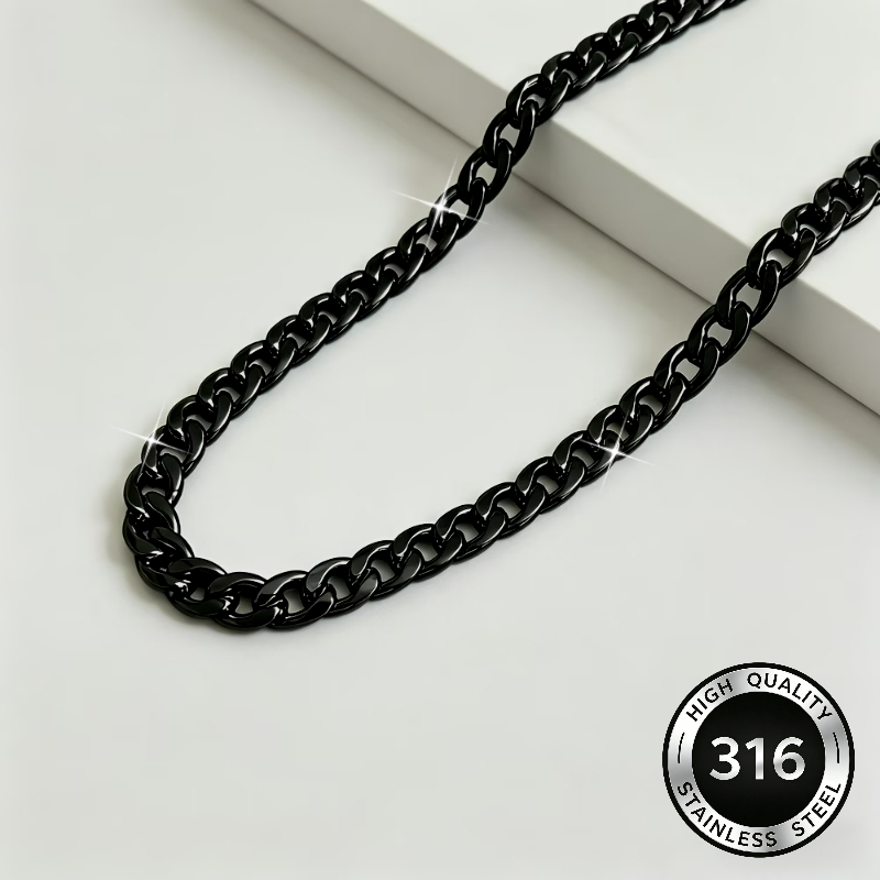 316L Stainless Steel Hip-Hop Cuban Link Chain Necklace for Couples