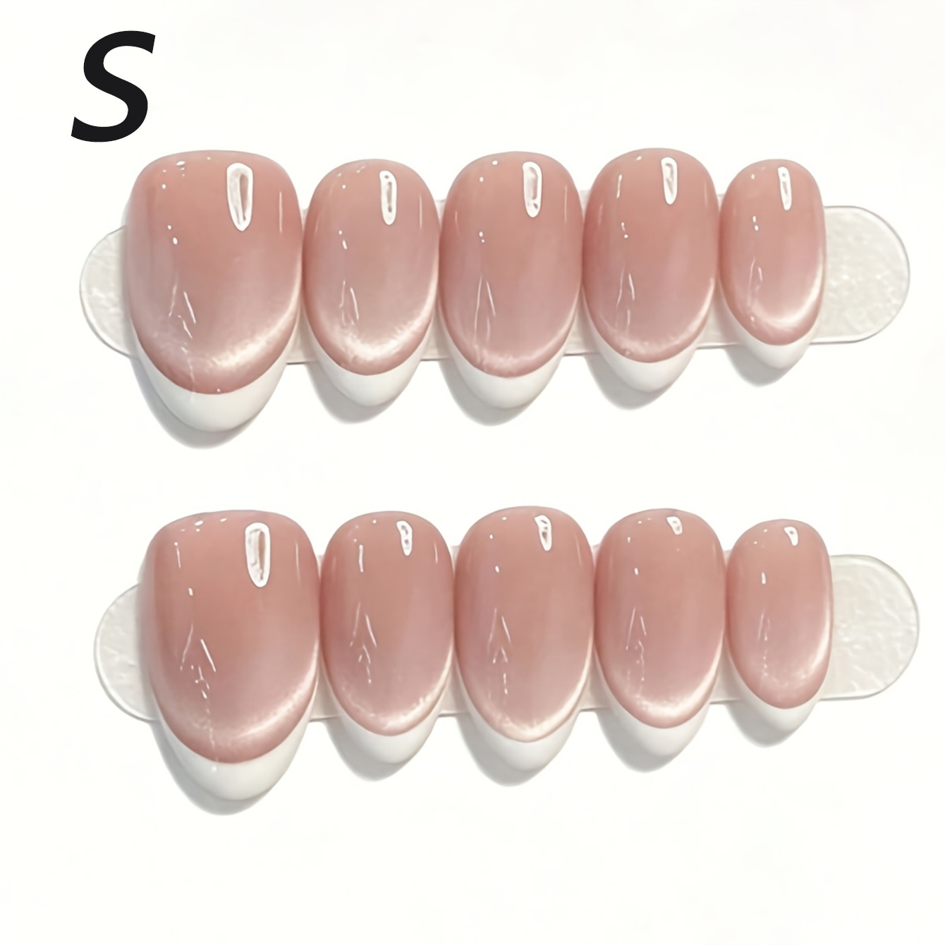 TEMU Juego de 10 uñas cortas en degradado rosa nude estilo francés , uñas blancas para el desplazamiento diario, uñas versátiles y delicadas para