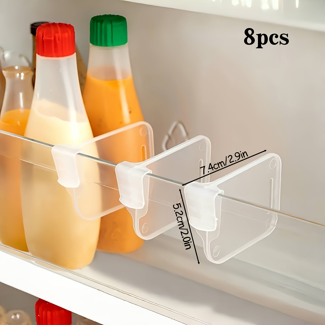 TEMU 8 piezas Separadores Multifuncionales para Puerta de Refrigerador - Particiones de Almacenamiento Transparentes Engrosadas, Herramientas de