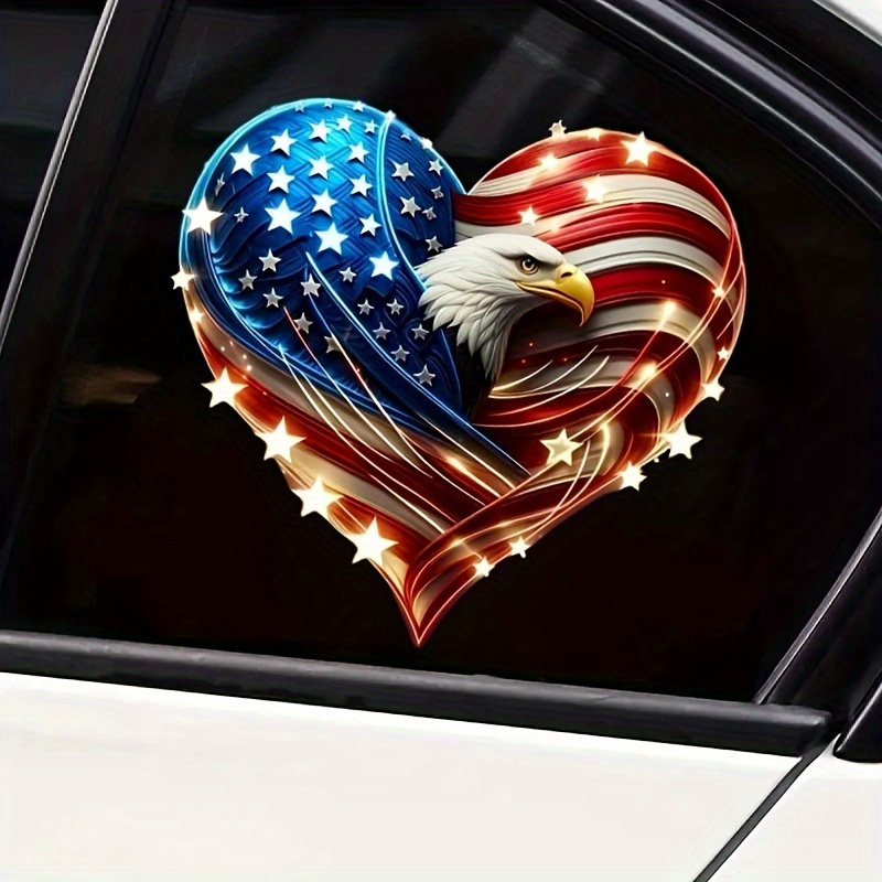 TEMU Everyday | Eagle And Heart Shaped American Flag Vinyl Sticker Self-adhesive Sticker For Automobile Notebook Truck Motorcycle Quality With Stars And