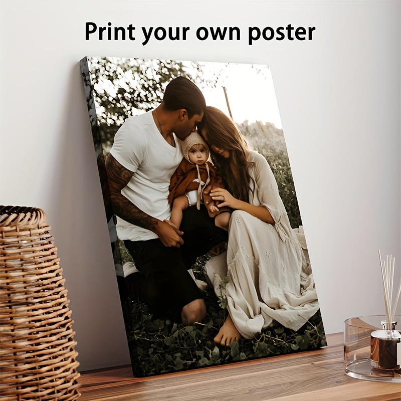 TEMU 2d Flat, 2d Flat, 1pc Custom Photo Canvas Print With Wood Frame & Frameless - Personalized Picture Wall Art Suitable For Living Room, Bedroom,