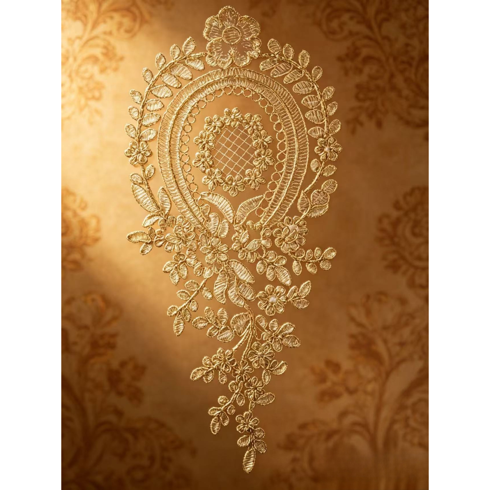 TEMU Embroidered Floral Lace Trim, Boned Lace Trim, Embroidered Wedding Dress Accessories, Diy Home Textile And Apparel Accessories